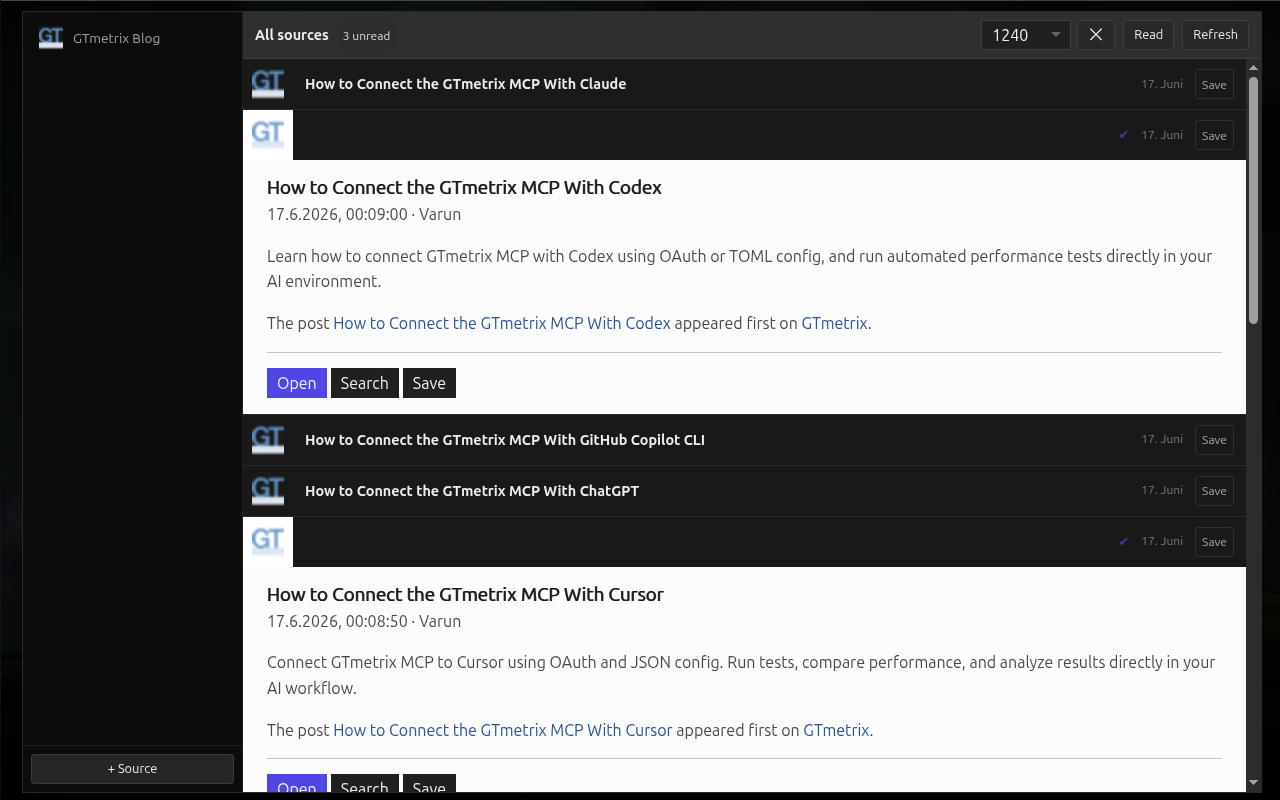 Expanded feed reader